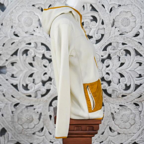 Burton Women’s Fleece Hooded Jacket XS Cream Mustard Zip-Up Cozy Outdoor - Picture 7 of 8